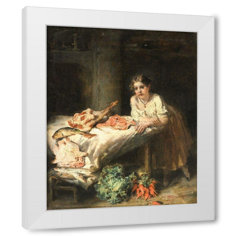 The Bourgeois Kitchen White Modern Wood Framed Art Print by Tassaert, Octave