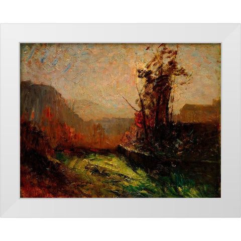 Cremieu, Seen from Chaillonnette White Modern Wood Framed Art Print by Ravier, Francois-Auguste