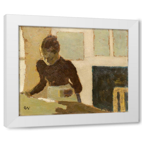 Laundress White Modern Wood Framed Art Print by Vuillard, Edouard