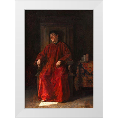 Judge in Red Robe White Modern Wood Framed Art Print by Steinheil, Adolphe Charles Edouard