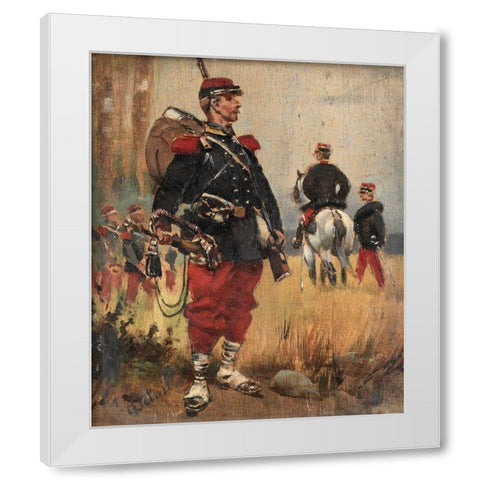 Soldiers White Modern Wood Framed Art Print by Detaille, Edouard