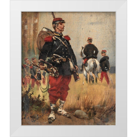 Soldiers White Modern Wood Framed Art Print by Detaille, Edouard