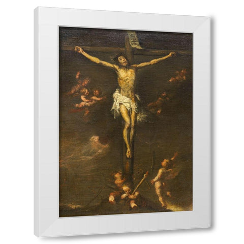 Crucifixion White Modern Wood Framed Art Print by Spain 19th Century
