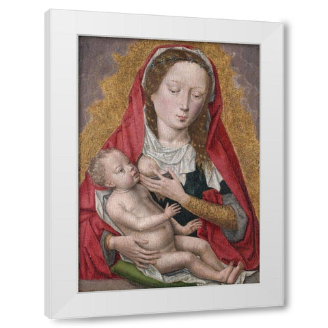 Virgin and Child White Modern Wood Framed Art Print by Memling, workshop ofÂ Hans
