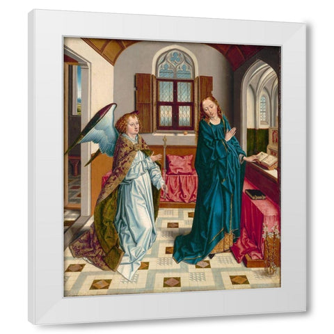 The Annunciation White Modern Wood Framed Art Print by Bouts, Albert