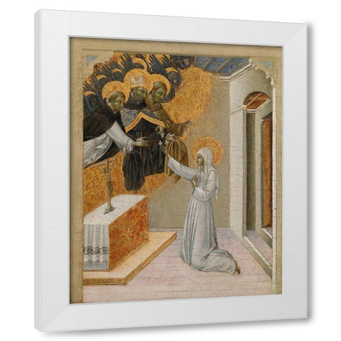 St. Catherine of Siena Invested with the Dominican Habit White Modern Wood Framed Art Print by Paolo, Giovanni di