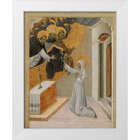 St. Catherine of Siena Invested with the Dominican Habit White Modern Wood Framed Art Print by Paolo, Giovanni di