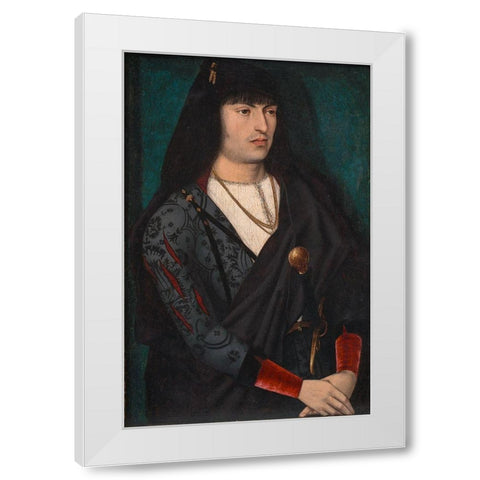 Portrait of a Man White Modern Wood Framed Art Print by France 15th Century