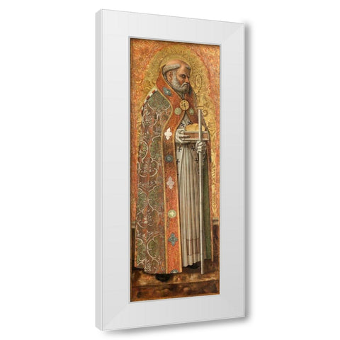 Saint Nicholas of Bari White Modern Wood Framed Art Print by Crivelli, Carlo
