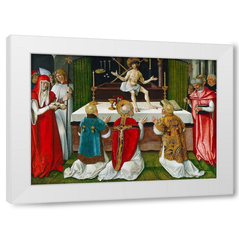 The Mass of Saint Gregory White Modern Wood Framed Art Print by Baldung, Hans