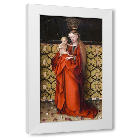 The Virgin Crowned by Angels White Modern Wood Framed Art Print by Lochner, Stefan
