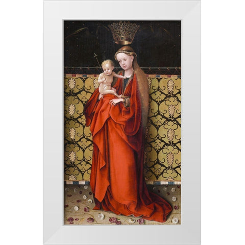 The Virgin Crowned by Angels White Modern Wood Framed Art Print by Lochner, Stefan