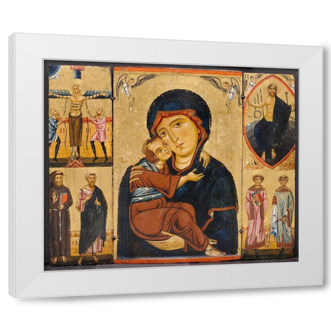Virgin and Child with Saints White Modern Wood Framed Art Print by Berlinghiero
