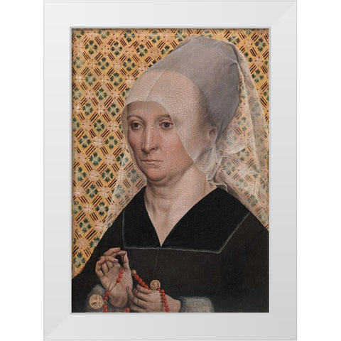Portrait of a Woman White Modern Wood Framed Art Print by Master of the Holy Kinship