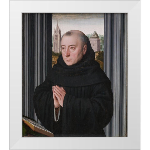 Portrait of a Monk White Modern Wood Framed Art Print by David, circle ofÂ Gerard
