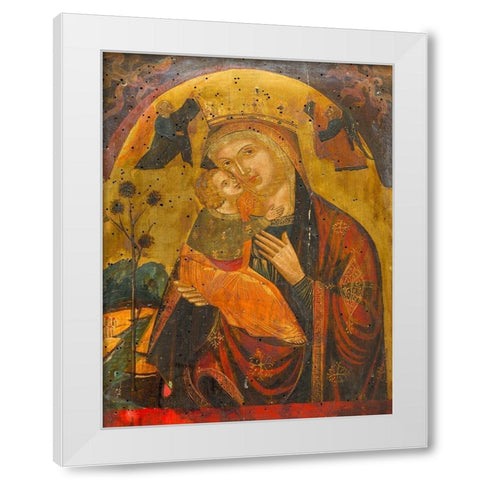 Virgin and Child White Modern Wood Framed Art Print by Byzantine 15th Century