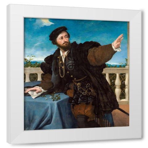 Portrait of a Man, possibly Girolamo Rosati White Modern Wood Framed Art Print by Lotto, Lorenzo