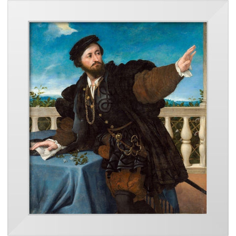 Portrait of a Man, possibly Girolamo Rosati White Modern Wood Framed Art Print by Lotto, Lorenzo