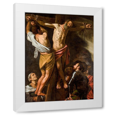 The Crucifixion of Saint Andrew White Modern Wood Framed Art Print by Caravaggio