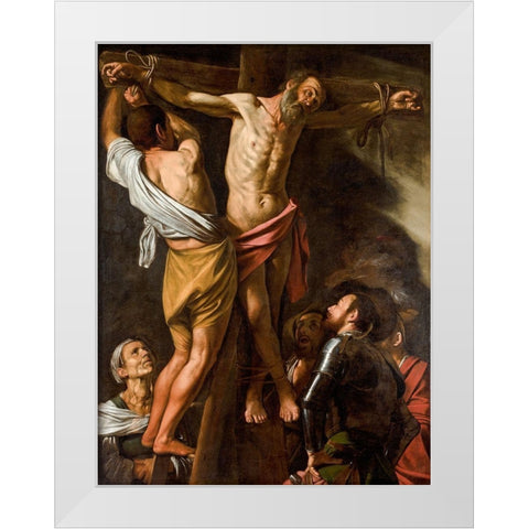 The Crucifixion of Saint Andrew White Modern Wood Framed Art Print by Caravaggio