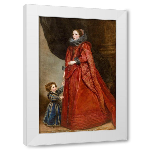 A Genoese Lady with Her Child White Modern Wood Framed Art Print by Dyck, Anthony van