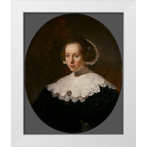 Portrait of a Woman White Modern Wood Framed Art Print by RijnÂ , Rembrandt van