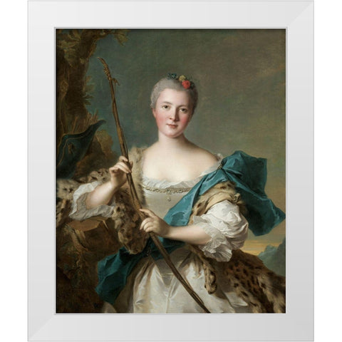 Portrait of a Woman as Diana White Modern Wood Framed Art Print by Nattier, Jean-Marc