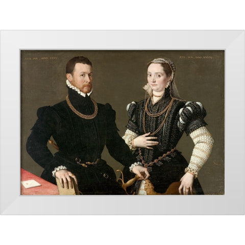 Portrait of a Couple White Modern Wood Framed Art Print by Italy 16th Century