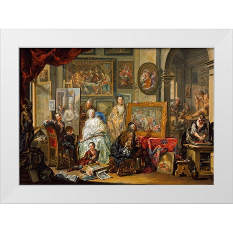 The Artists Studio White Modern Wood Framed Art Print by Platzer, Johann Georg