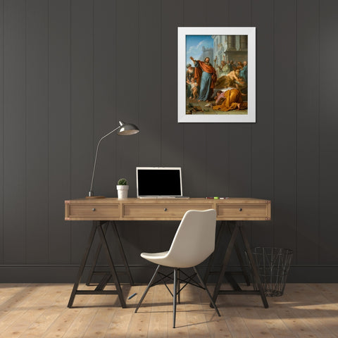 The Miracles of Saint James the Greater White Modern Wood Framed Art Print by Coypel, Noel Nicolas