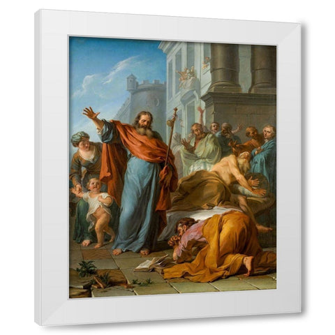 The Miracles of Saint James the Greater White Modern Wood Framed Art Print by Coypel, Noel Nicolas
