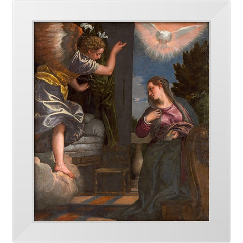 The Annunciation White Modern Wood Framed Art Print by VeroneseÂ , Paolo
