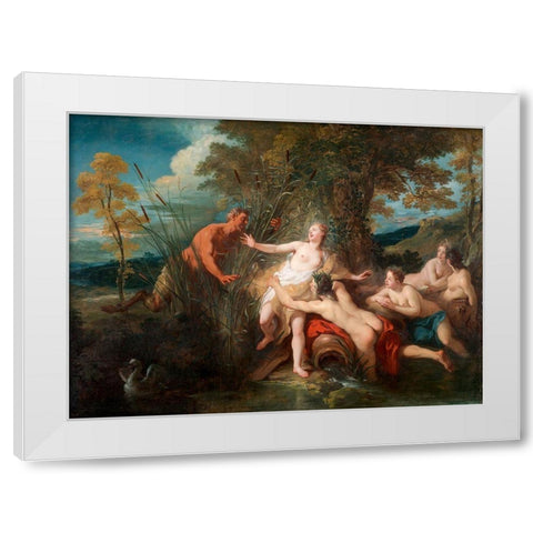 Pan and Syrinx White Modern Wood Framed Art Print by de Troy, Jean Francois