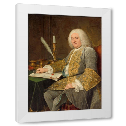 Portrait of Jean-Gabriel du Theil at the Signing of the Treaty of Vienna White Modern Wood Framed Art Print by Aved, Jacques Andre Joseph