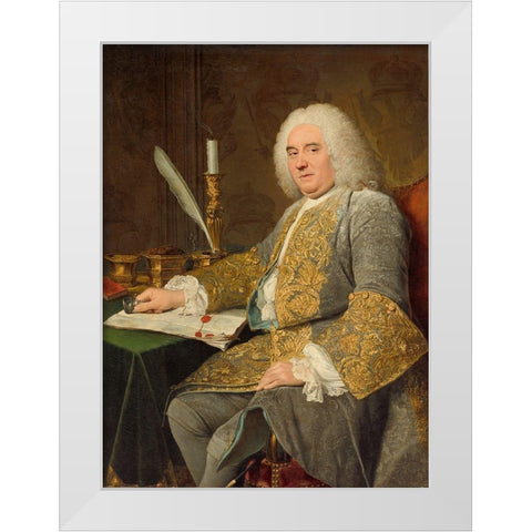 Portrait of Jean-Gabriel du Theil at the Signing of the Treaty of Vienna White Modern Wood Framed Art Print by Aved, Jacques Andre Joseph