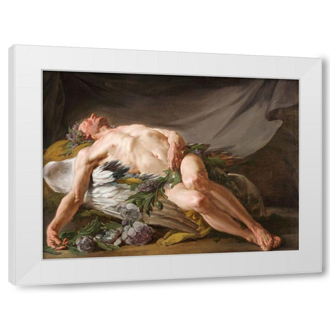 Sleep White Modern Wood Framed Art Print by Restout, Jean Bernard