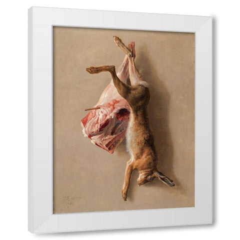 A Hare and a Leg of Lamb White Modern Wood Framed Art Print by Oudry, Jean-Baptiste