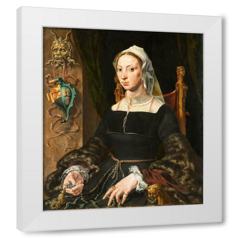 Portrait of Machtelt Suijs White Modern Wood Framed Art Print by Heemskerck, Maerten van