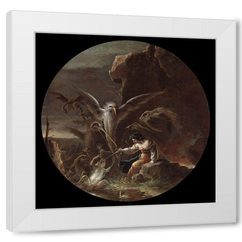 Scenes of Witchcraft White Modern Wood Framed Art Print by Rosa, Salvator