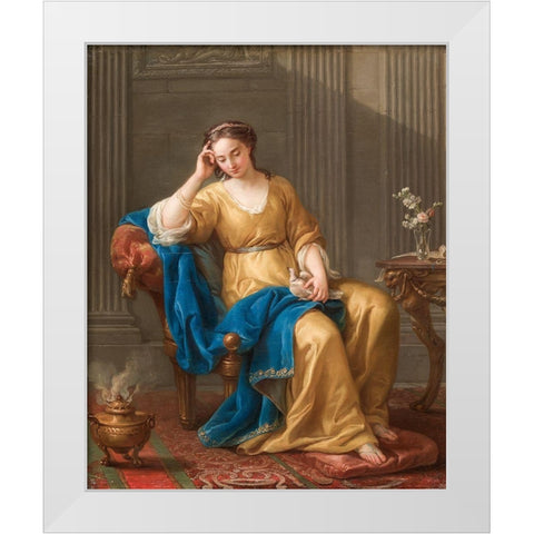 Sweet Melancholy White Modern Wood Framed Art Print by Vien, Joseph-Marie