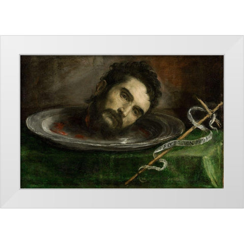 Head of Saint John the Baptist White Modern Wood Framed Art Print by Spain 16th Century