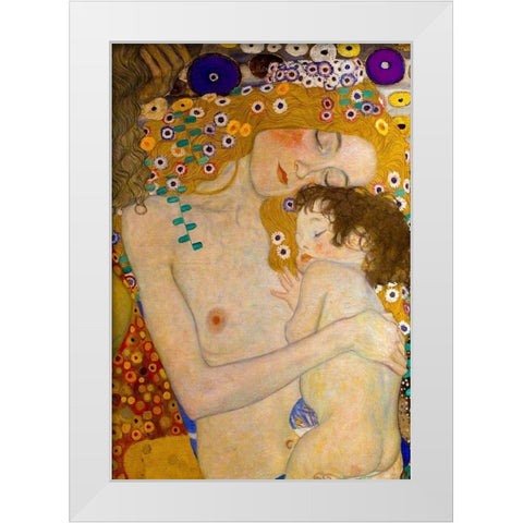 Die Drei Lebensalter White Modern Wood Framed Art Print by Klimt, Gustav