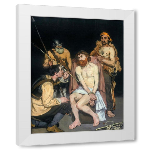 Jesus Mocked by the Soldiers 1865 White Modern Wood Framed Art Print by Manet, Edouard