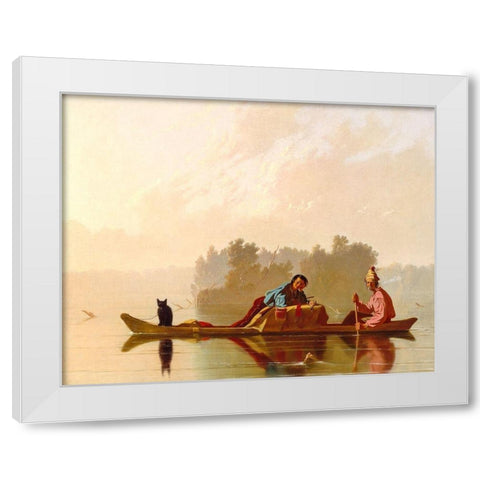Fur Traders Descending the Missouri 1845 White Modern Wood Framed Art Print by Bingham, George Caleb