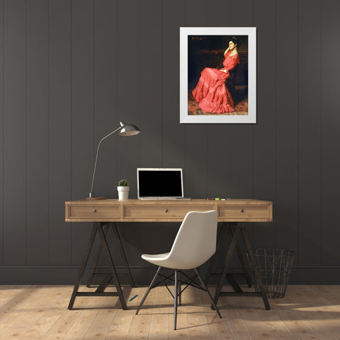 A Rose 1907 White Modern Wood Framed Art Print by AnshutzÂ , Thomas
