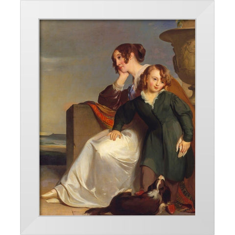 Mother and Son 1840 White Modern Wood Framed Art Print by Sully, ThomasÂ 