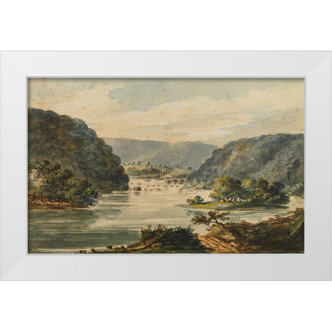 A View of the Potomac at Harpers Ferry 1811 White Modern Wood Framed Art Print by Svinin, Pavel Petrovich
