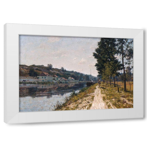 Banks of the Loing White Modern Wood Framed Art Print by Picknell, William Lamb