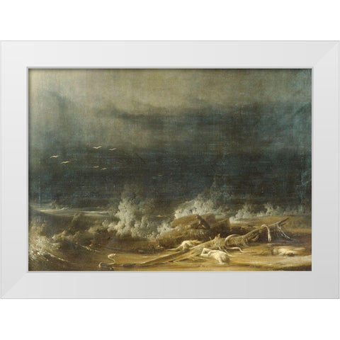 The Deluge towards Its Close 1813 White Modern Wood Framed Art Print by Joshua ShawÂ 