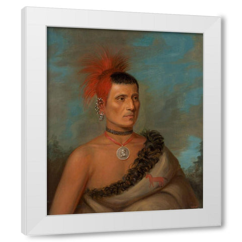 Pes-Ke-Le-Cha-Co 1832 White Modern Wood Framed Art Print by Inman, Henry